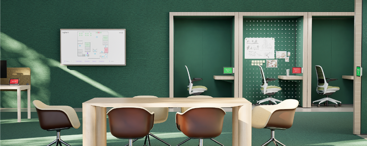 Full Width Image of Logitech Spot in use within an office environment