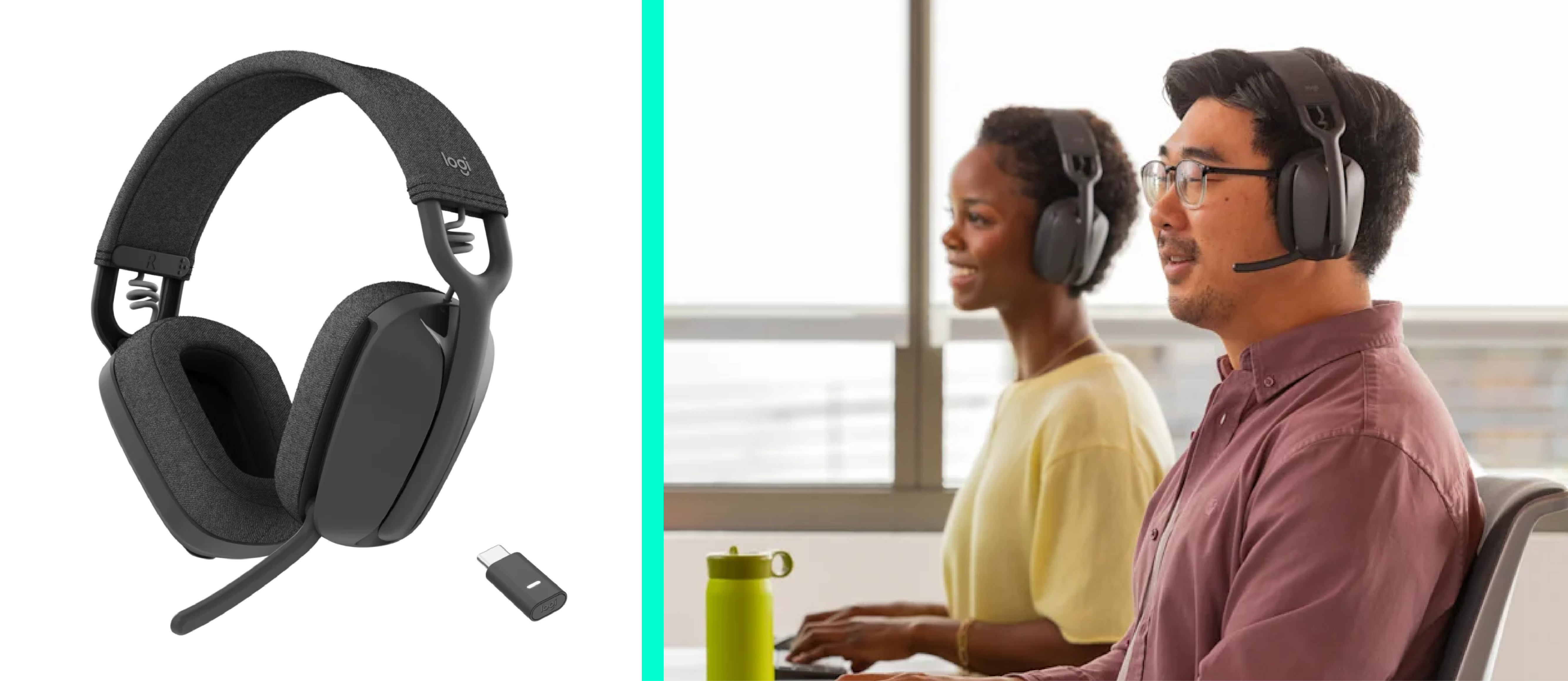 Header Image of Zone Vive with two people using the headphones at work